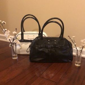 Two Kate Spade black-white patent leather bags